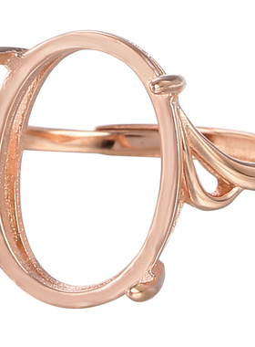 纯银玫瑰镶嵌蜜蜡玉石戒指空托