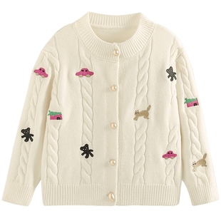 女童春装外套2026新款儿童春款针织开衫休闲早春上衣女孩童装毛衣