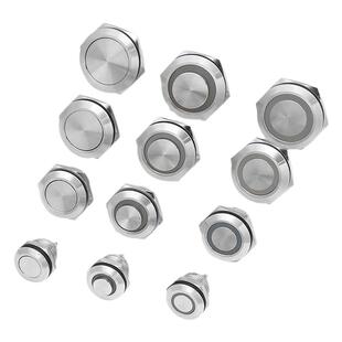 自复位超短行程薄金属按钮带灯点动防溅水轻触开关12/16/19/22mm