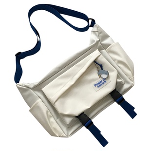 韩国ins风大学生上课包女韩版百搭男士大容量工装斜挎书包潮牌