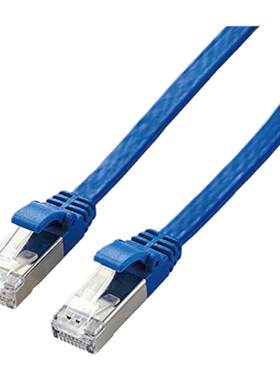 【日本直邮】宜丽客扁线型CAT7七类屏蔽网线10m卡扣防断裂型 蓝色