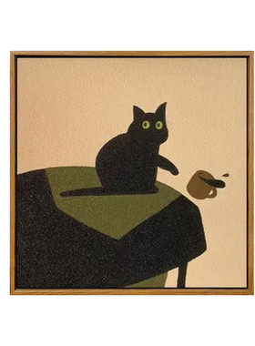 猫咪diy石英砂肌理画手工装饰画