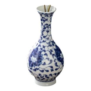 花瓶摆件青花瓷小号客厅插花仿古复古风工艺品陶瓷干花茶道花器花