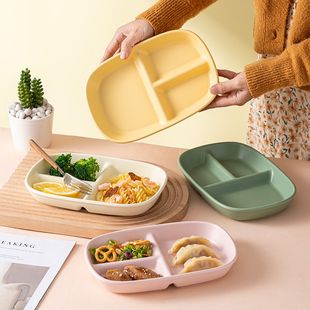 陶瓷分格餐盘211减脂餐盘分隔餐具定量餐盘早餐批发家用大人盘子