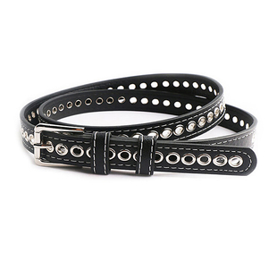 全孔皮带女宽装饰牛仔裤带大码加长胖MM免打孔百搭铆钉腰带配裙子