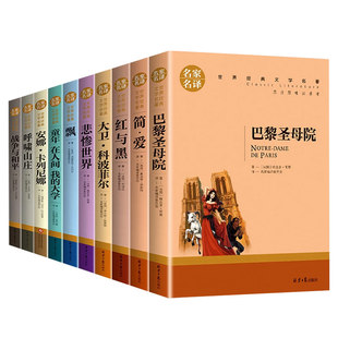 世界十大名著全套10册巴黎圣母院简爱复活傲慢与偏见飘红与黑瓦尔登湖悲惨世界呼啸山庄无删减外国文学小说青少年中小学生课外书籍