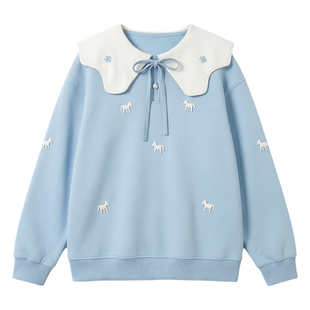 女童卫衣春秋款2026新款儿童女大童娃娃领上衣洋气童装小女孩衣服