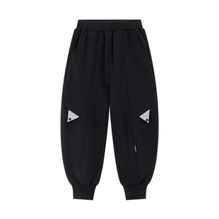 漫画家潮童装24冬新款轻暖粒粒绒安全反光三角趣味眼睛加绒长卫裤