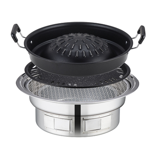 泰式不锈钢涮烤一体锅商用炭火火锅老挝火锅多功能烤肉锅明火家用