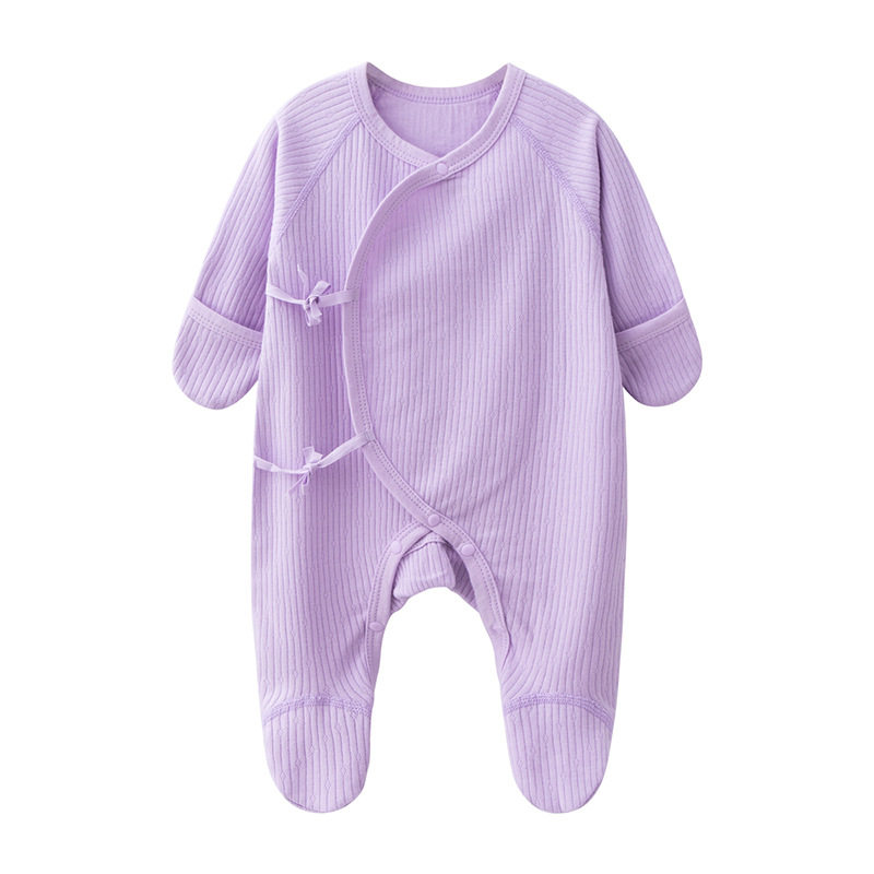新生婴儿刚出生和尚服带防抓手套春秋季连袜连体衣服初生包手连脚