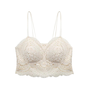 DPLAYSWEET性感美背收副乳白色文胸女蕾丝内衣吊带2025冬季新款