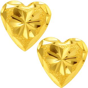 赛菲尔黄金心形车花黄金耳钉足金999.9耳钉心形首饰爱心新年礼物