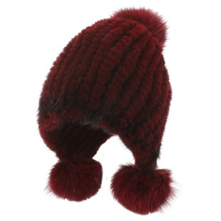 俄罗斯风格精品真水貂毛帽子东北冬季女士貂皮三球护脸弹力亲子款