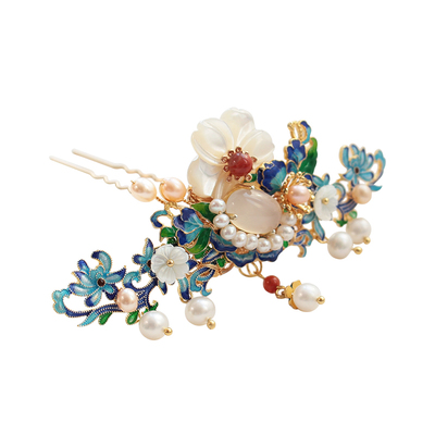 原创手工明制古典风烧蓝新娘发冠