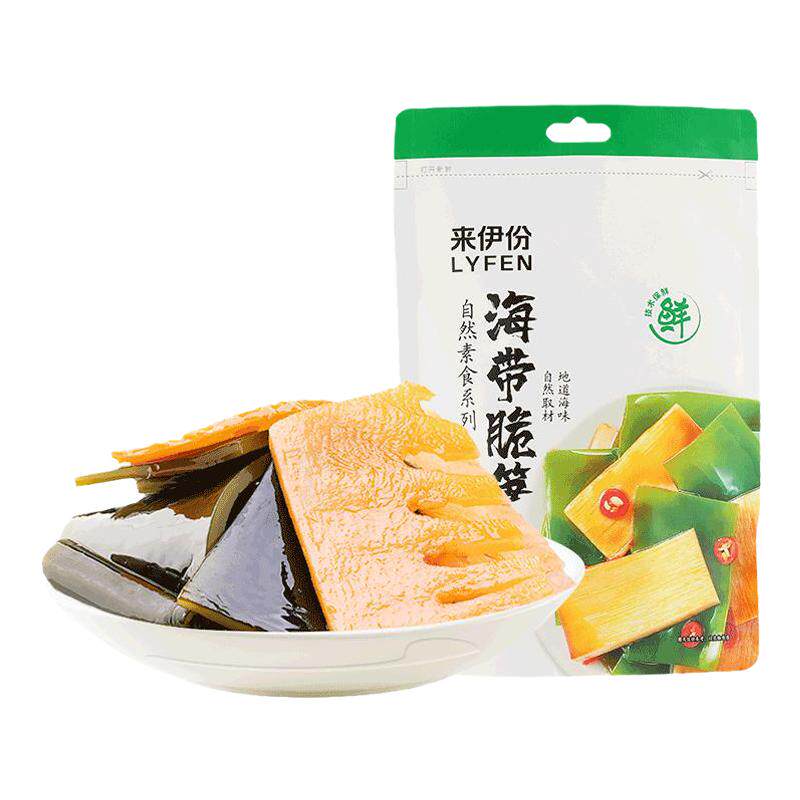 来伊份海带脆笋160g*2香辣即食竹笋下饭菜休闲海味零食鲜嫩脆笋
