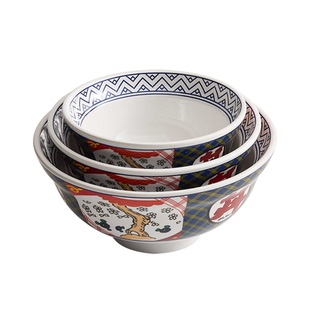 日式拉面碗面馆专用创意仿瓷密胺和风丼饭碗商用汤面碗餐具高脚碗