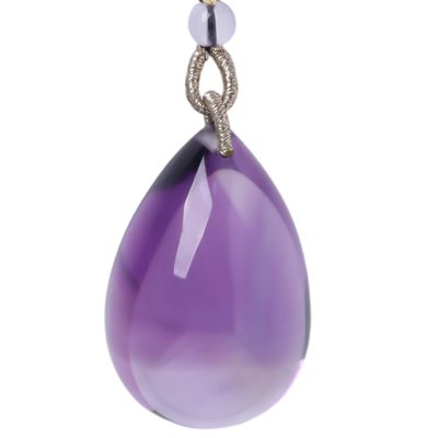 巴西天然紫水晶水滴毛衣链礼物