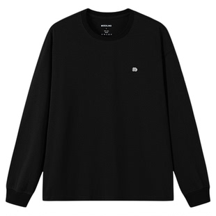MOSEALAND 长袖t恤男秋季重磅美产supima棉高士线刺绣纯色打底衫
