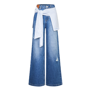 ANN ANDELMAN25秋冬女士衬衫绑带真两件搭片牛仔裤银泰 301286