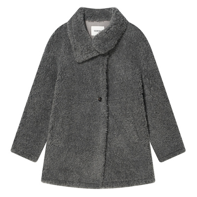 COVERINS颗粒绒羊毛环保皮毛一体外套女宽松大衣冬季CC34510140