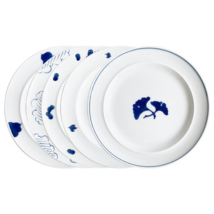 择学家 蓝盘子 景德镇手绘青花陶瓷盘子菜盘家用炒菜碗盘餐具套装