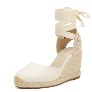 草编坡跟凉鞋女2026新款夏季高跟鞋子绑带外穿女士配裙子罗马凉鞋