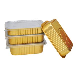 184金色长方形密封铝箔焗饭锡纸盒外卖打包包装盒580ML750ML930ML