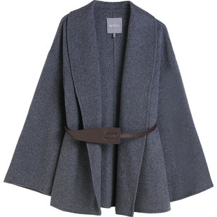 IVYKKI艾维时尚双面呢大衣短款绵羊毛外套气质上衣女2025冬季新款