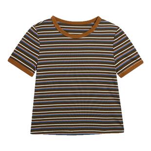 unbleu正肩t恤女短袖好看条纹夏女装2026新款独特漂亮的初夏上衣