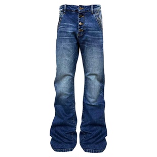 DETW 25AW*Hediboy深海蓝水洗做旧修身显瘦金属基础百搭蓝牛仔裤