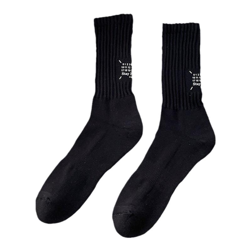 LookSocks潮流秋冬后跟数字堆堆袜加厚长袜女百搭港风复古潮袜子