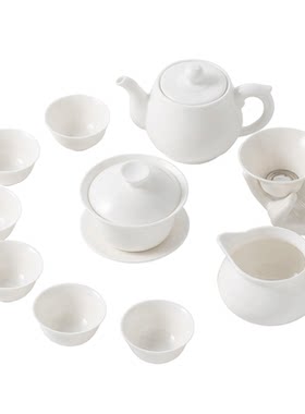 羊脂玉瓷整套潮汕简约功夫茶具