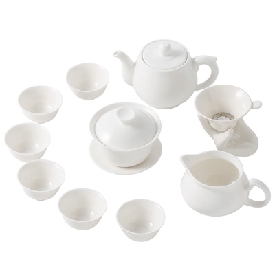 羊脂玉瓷整套潮汕简约功夫茶具