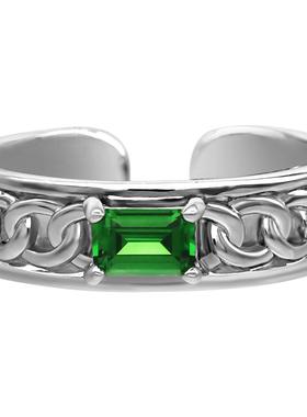 ace绿宝石设计感ins潮风戒指