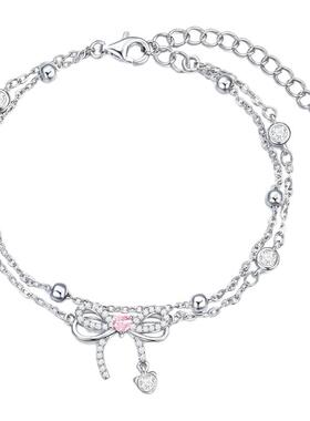 在逃公主爱心小熊双层纯银手链