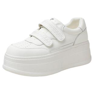 千百度厚底魔术贴小白鞋女2026春季新款百搭松糕板鞋女运动休闲鞋