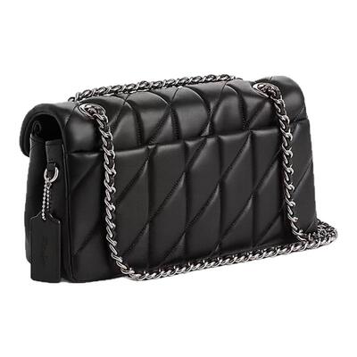 Coach蔻驰女包Tabby26条纹绗缝磁扣闭合翻盖斜挎单肩包中号女款新