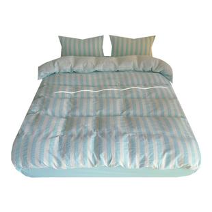 怦然心动｜A类柔软蒂芙尼蓝全棉皱布纱四件套简约条纹纯棉裸睡1.8