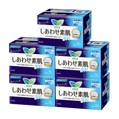 日版 花王 KAO 乐而雅F系 夜用卫生巾  30cm*10片*5包 带护翼