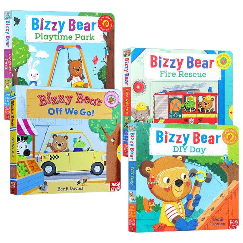 英文原版 Bizzy Bear 小熊很忙系列第三辑4册 纸板活动操作翻翻抽拉书 幼儿英语启蒙阅读学习游戏图画书 英文版 进口英语原版书籍