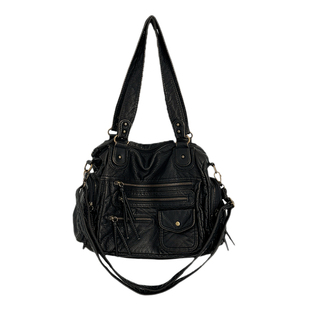 YAU大树 卡普里机车包多口袋大容量托特包法式复古炒色辣妹单肩包