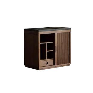 实木茶水柜家用小茶桌黑胡桃木茶边柜小型茶车移动茶台烧水壶一体