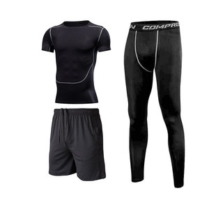 冬季户外跑步男运动套装紧身体能训练加绒保暖速干衣登山骑行服