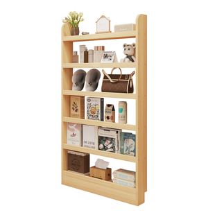 门后置物架入户12cm超薄夹缝收纳架靠墙缝隙多层极窄柜实木窄边架