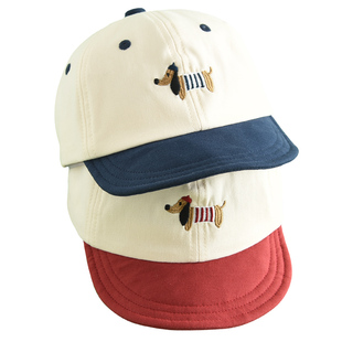 春夏秋季宝宝软檐鸭舌帽子婴幼儿童男女孩纯棉防晒遮阳太阳帽小狗