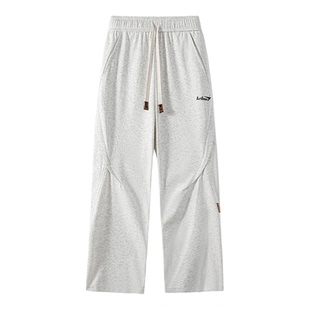 WASSUP裤子男2025秋季新款重磅米灰色卫裤美式潮牌宽松直筒休闲裤