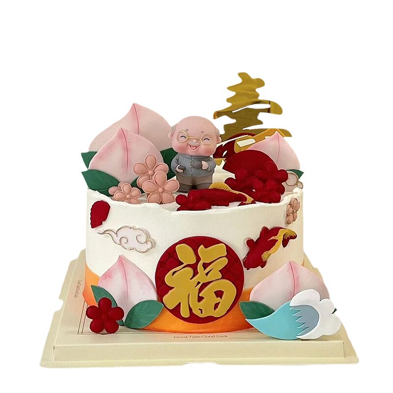 爷爷奶奶祝寿甜品台寿桃硅胶模具翻糖巧克力生日蛋糕装饰烘焙配件