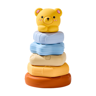 蒂乐婴儿硅胶叠叠乐可啃咬宝宝套圈玩具儿童堆堆乐彩虹塔益智早教