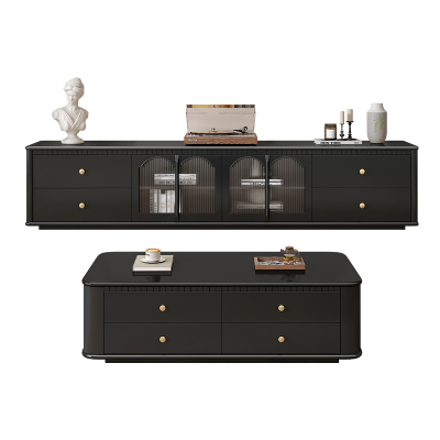 实木电视柜茶几组合家具客厅家用2025新款地柜法式电视机柜储物柜