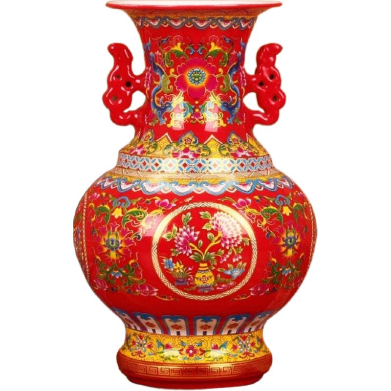 欧式景德镇陶瓷器花花瓶珐琅彩
